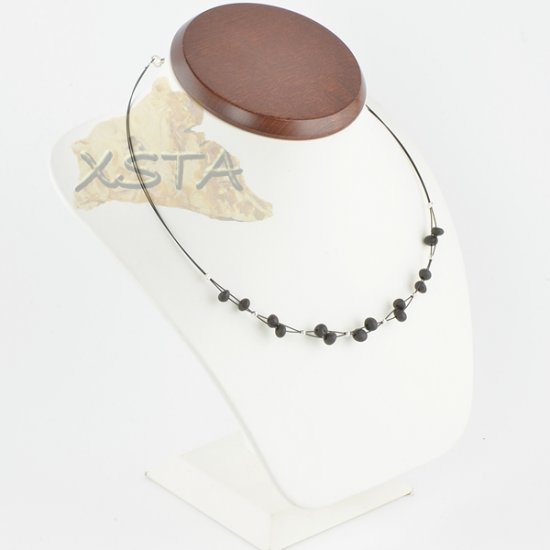 Amber necklace Raw Black